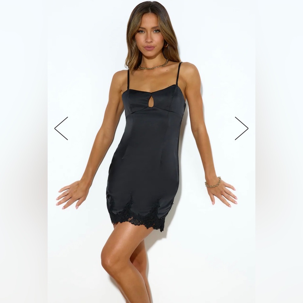 Hello Molly “Go For You Satin Mini Dress Black” Xs